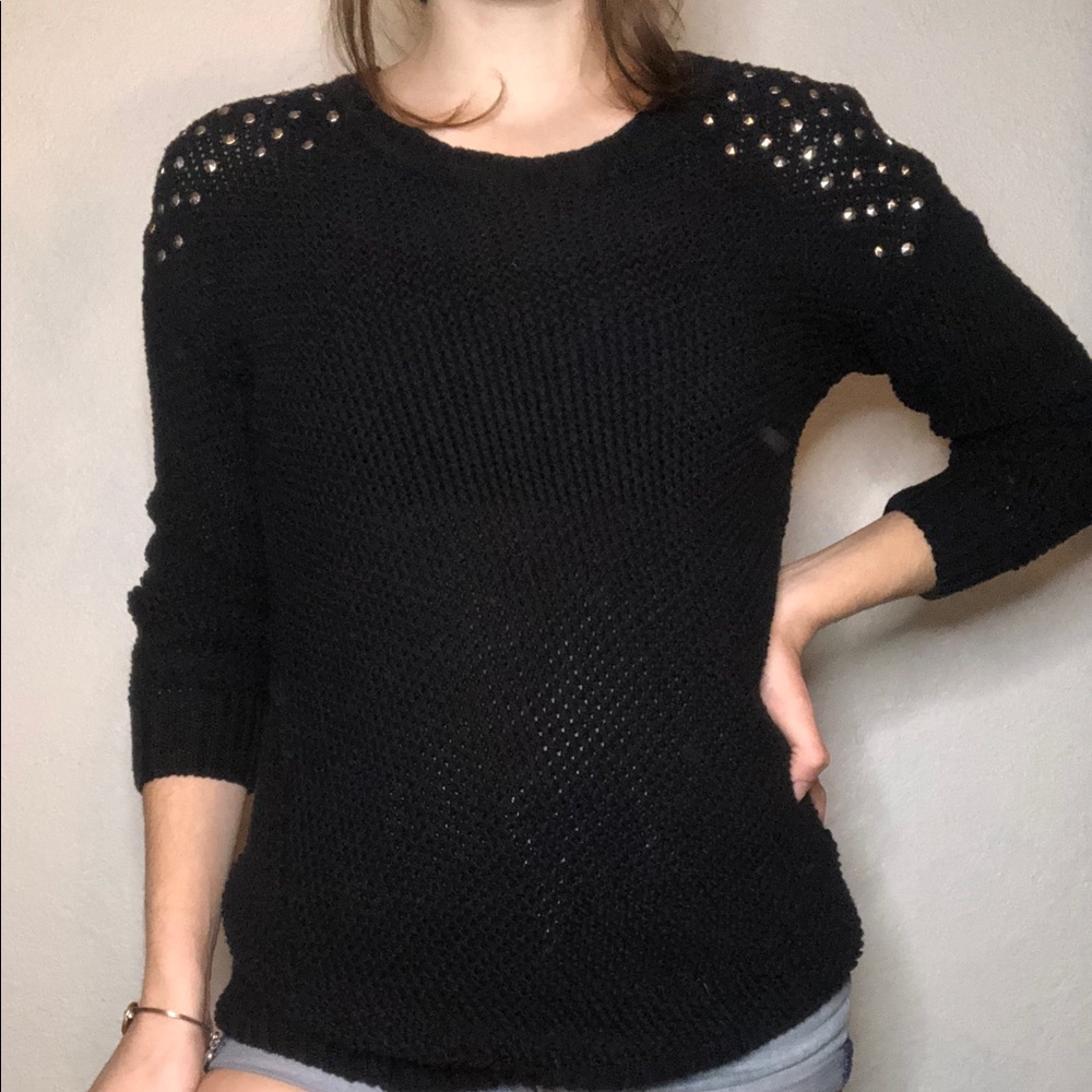 European Black Studded Sweater